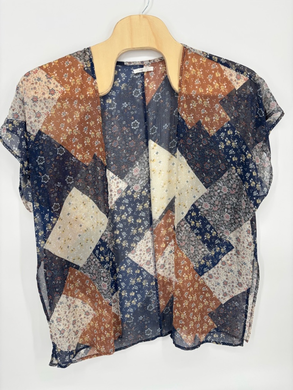 Maurices Kimono Cardigan One Size Floral Patchwork Sheer Boho Open Front Shrug
